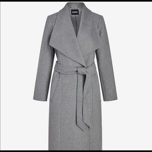 Express Wool-Blend Belted Shawl Collar Wrap Coat